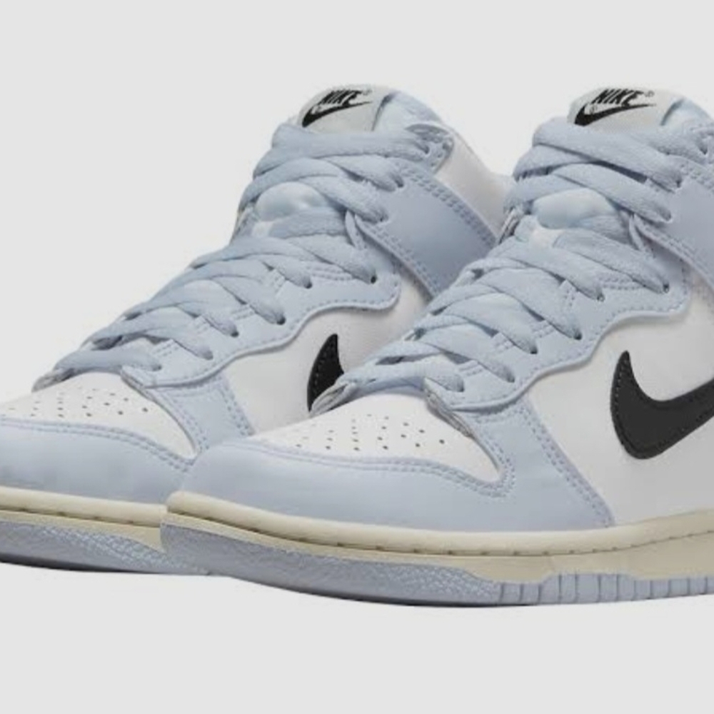 Nike White Youth High-Top Sneakers with Black Swoosh Accent